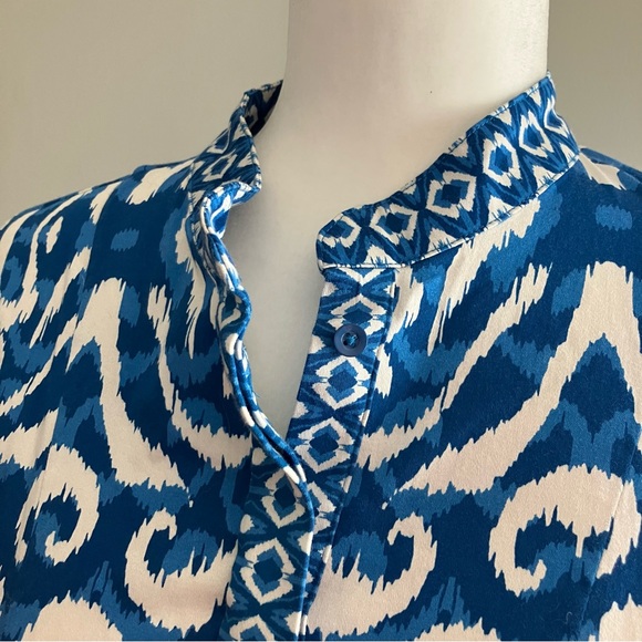 Alice + Olivia Lucy Mini Shirt Dress Pom Pom Hem *Pockets* Blue and White Size 6 - Picture 6 of 15